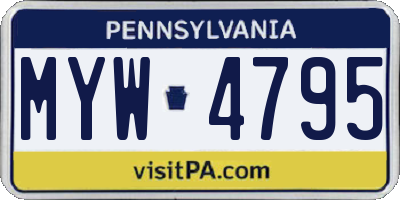 PA license plate MYW4795