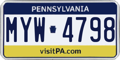 PA license plate MYW4798