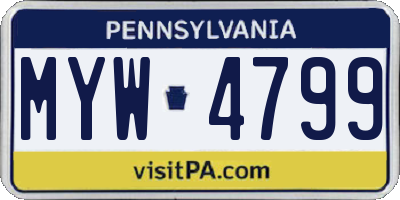 PA license plate MYW4799