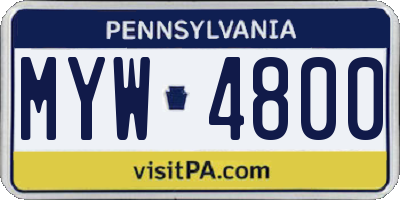 PA license plate MYW4800