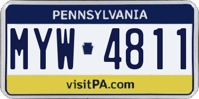 PA license plate MYW4811