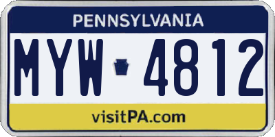 PA license plate MYW4812