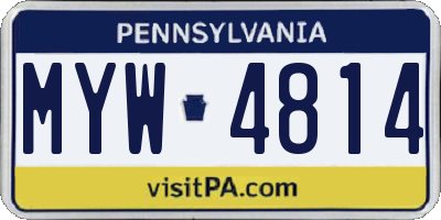 PA license plate MYW4814