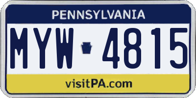 PA license plate MYW4815