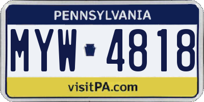 PA license plate MYW4818