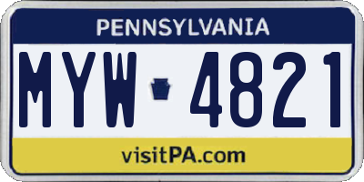 PA license plate MYW4821