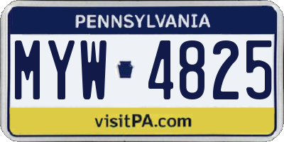 PA license plate MYW4825