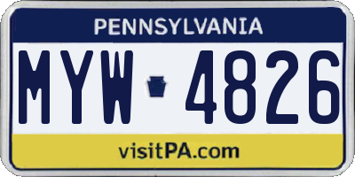 PA license plate MYW4826