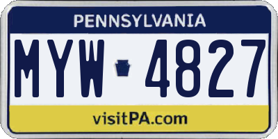 PA license plate MYW4827