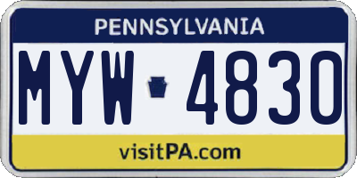 PA license plate MYW4830