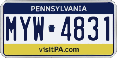 PA license plate MYW4831