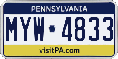 PA license plate MYW4833