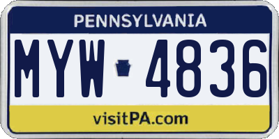 PA license plate MYW4836