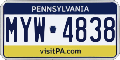 PA license plate MYW4838