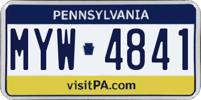 PA license plate MYW4841