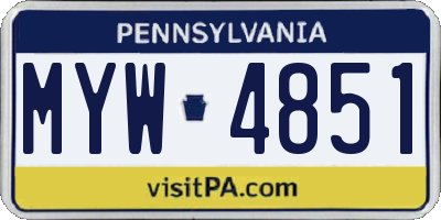 PA license plate MYW4851