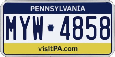 PA license plate MYW4858