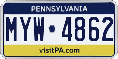 PA license plate MYW4862