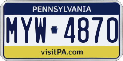 PA license plate MYW4870