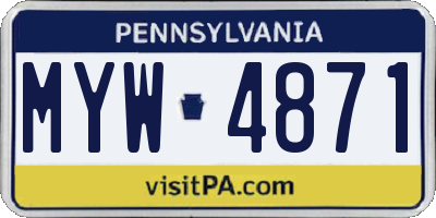 PA license plate MYW4871