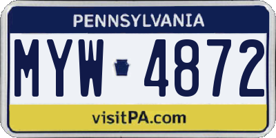 PA license plate MYW4872