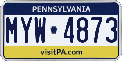 PA license plate MYW4873