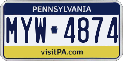PA license plate MYW4874