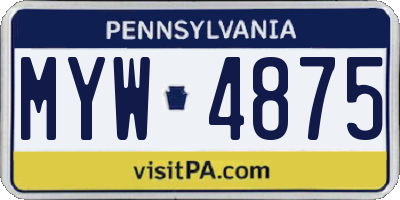 PA license plate MYW4875
