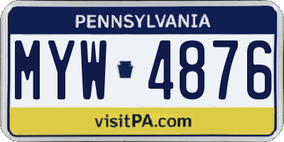 PA license plate MYW4876