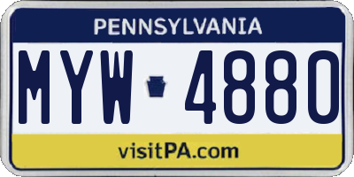 PA license plate MYW4880