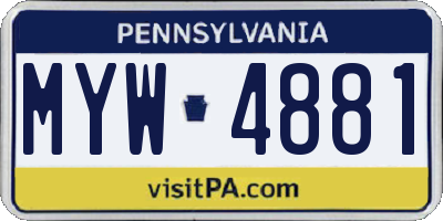 PA license plate MYW4881