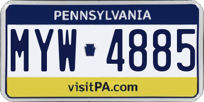 PA license plate MYW4885