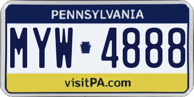 PA license plate MYW4888