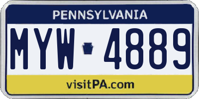 PA license plate MYW4889