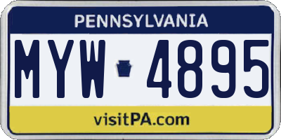 PA license plate MYW4895