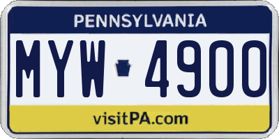 PA license plate MYW4900