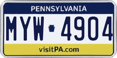 PA license plate MYW4904