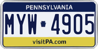 PA license plate MYW4905