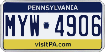 PA license plate MYW4906