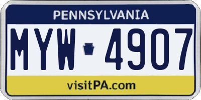 PA license plate MYW4907