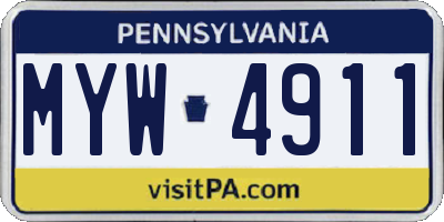 PA license plate MYW4911