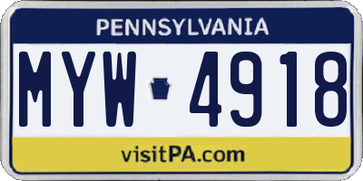 PA license plate MYW4918