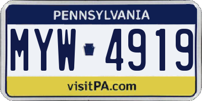 PA license plate MYW4919
