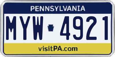 PA license plate MYW4921