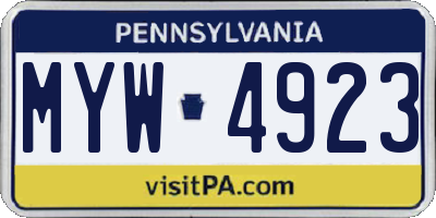 PA license plate MYW4923