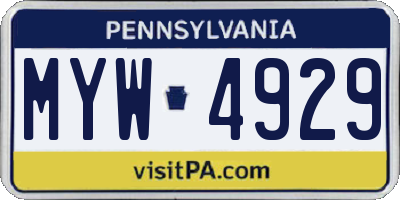 PA license plate MYW4929