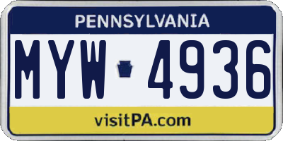 PA license plate MYW4936