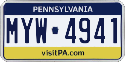 PA license plate MYW4941