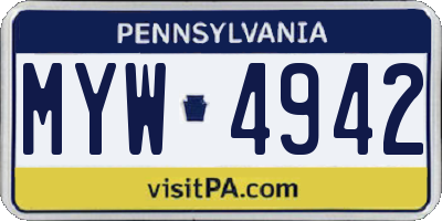 PA license plate MYW4942