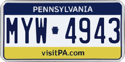 PA license plate MYW4943